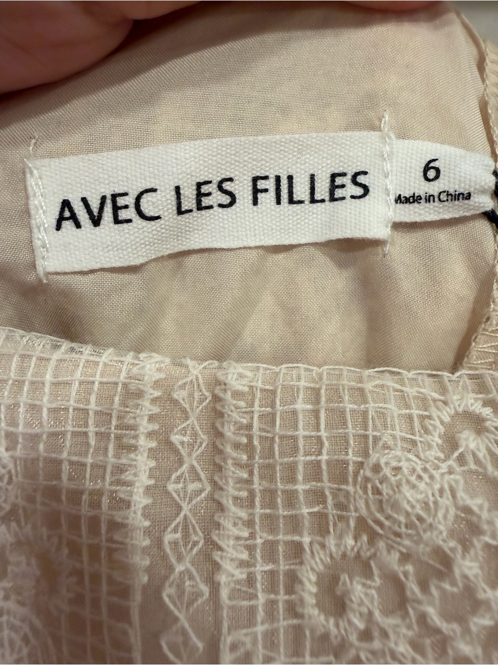 Avec Les Filles Embroidered Lace Midi Dress Natural Ivory Size 6 NWT Cottagecore - Picture 8 of 10
